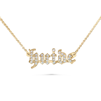 Gothic Diamond Name Necklace