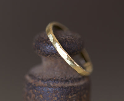 Timber | 2mm Hammered Gold Ring
